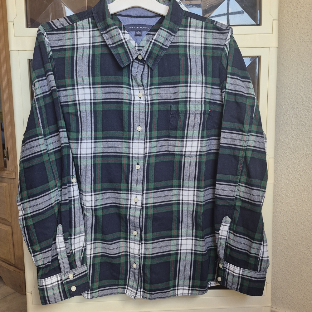 Tommy Hilfiger Women Green Plaid Shirt